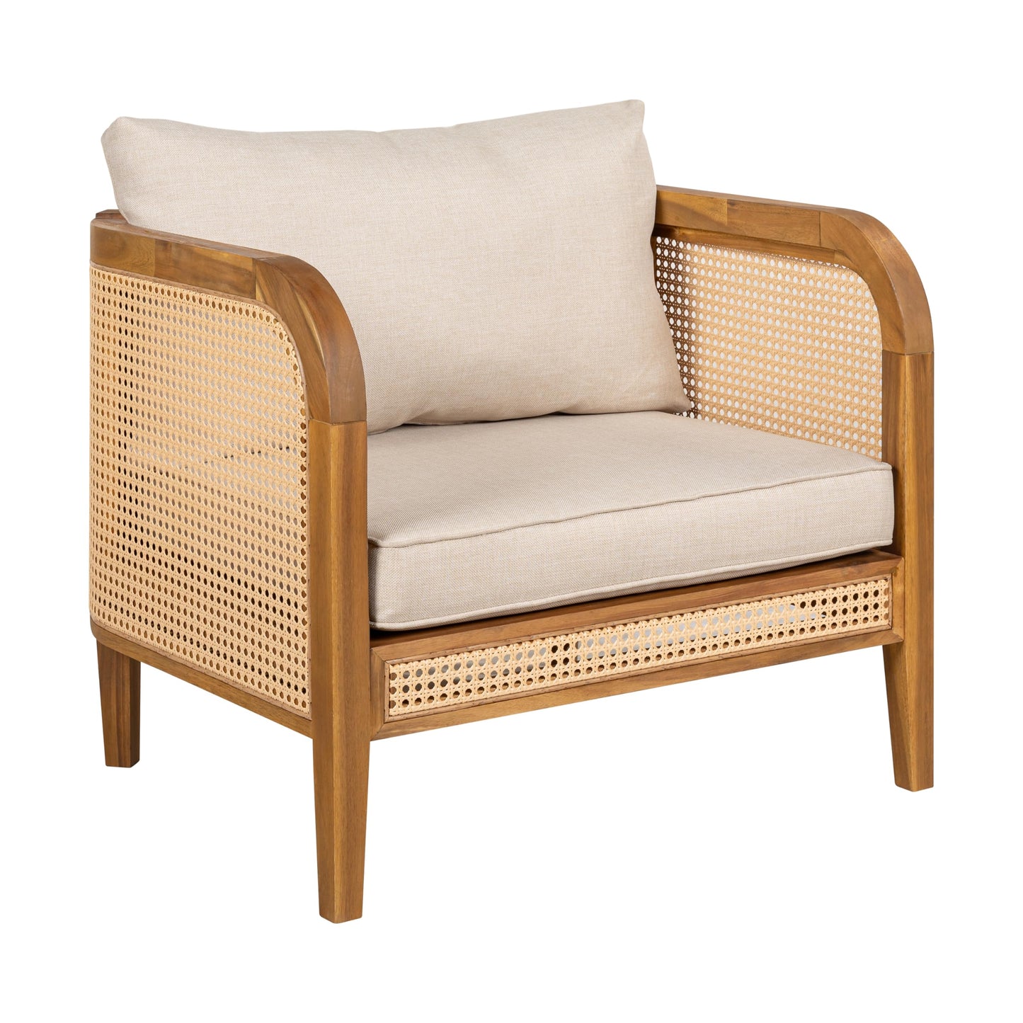 Christopher Knight Home Tilden 3-Piece Patio Furniture Set, 4-Seater Acacia Wood Outdoor Patio Sectional Furniture Set, Garden Wicker Loveseat and Accent Chair Set with Removable Cushions, Teak+Beige