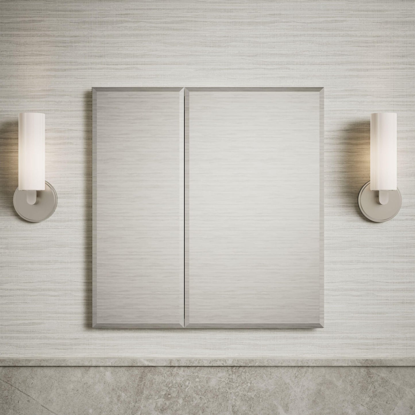 Kohler CB-CLC2526FS Bathroom Medicine Cabinet with Mirror, Beveled Mirror Doors, Adjustable Shelves, Rectangular Beveled Edge, 25 in. W x 26 in. H