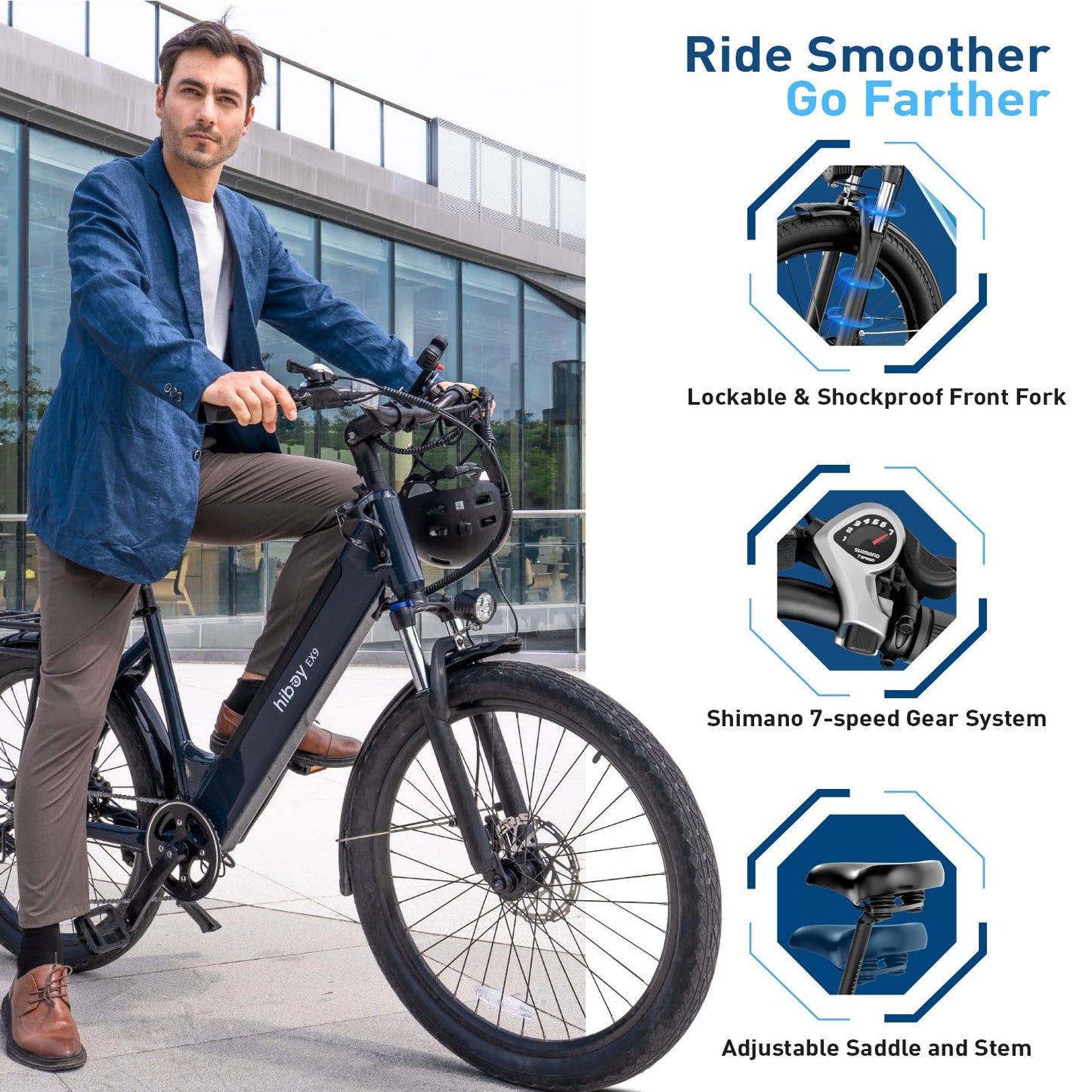 Hiboy EX9 Electric Bike for Adults, Advanced Torque Sensor, 750W Motor, 28MPH 62-Mile Range, 26" Step-Thru E-Bike, Shimano 7-Speed, UL Certified for City Commuting & Leisure