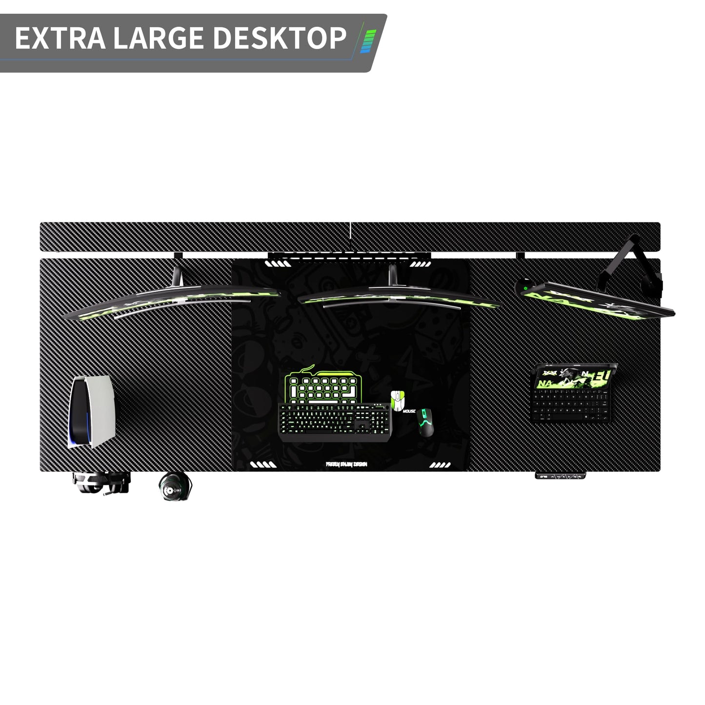 Klobel 71" Gaming Standing Desk for Gamers & Streamers, 4-Leg Electric Sit Stand Desk with LED Lights, Flip-Top Cable Management, Stable Computer Desk with Wheels