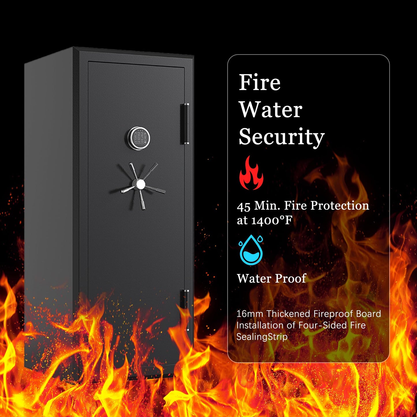 XPEDITION 34-Gun Fireproof Safe for Rifles & Pistols, Quick-Access Gun Cabinet with Keypad & Key Access, No Assembly Required, Combination Lock, Built-in Charging Ports