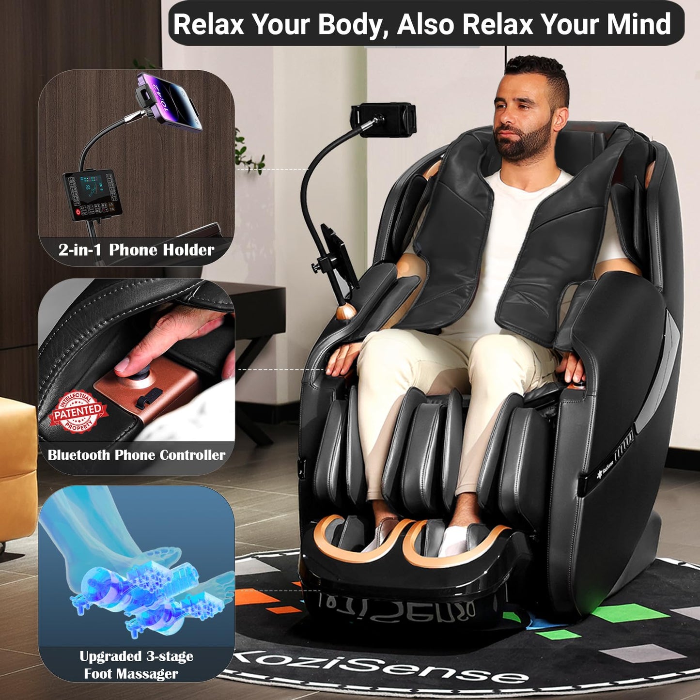 KoziSense A18 3D Massage Chair Full Body, Zero Gravity SL-Track Shiatsu Massage Recliner Chair with Heat, AI Control, Body Scan and Calfrest Extension (Upgraded)