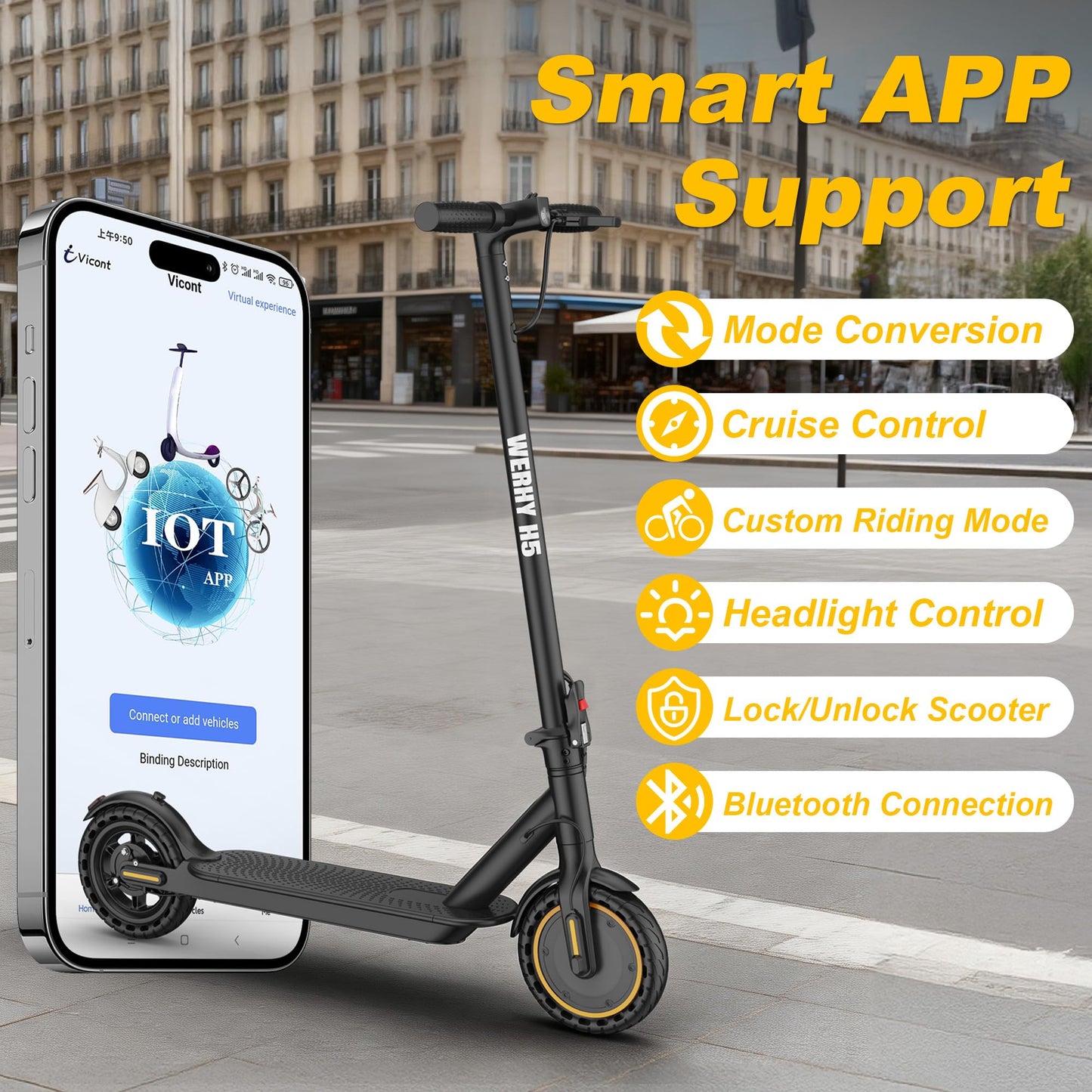 Electric Scooter, 500/350W Motor & 10"/8.5" Solid Tires, Up to 22/19 MPH & 25/15 Miles Rang, Foldable Commuter E Scooter for Adults & Teens