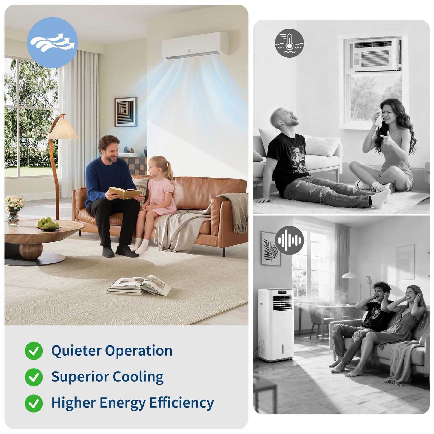 115V Mini Split Air Conditioner 9000 BTU 19 SEER2 Heat Pump, Cools 450 Sq.Ft with Household Plug, 3-in-1 Inverter System for Cooling Heating Dehumidifying, 10ft Line Set for Standard Wall Outlet