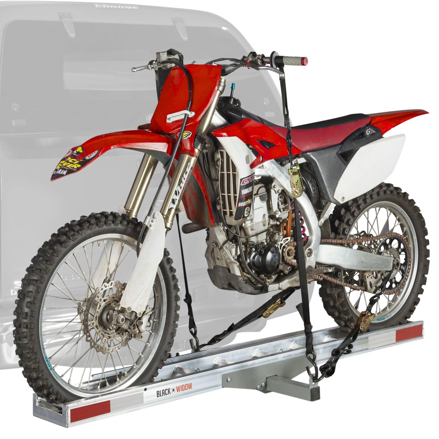 Motorcycle Carrier, 2" Hitch, for Car Truck SUV, Extra-Long 6' Ramp, 400 lb Capacity, Dirt Bike Carrier, Black Widow