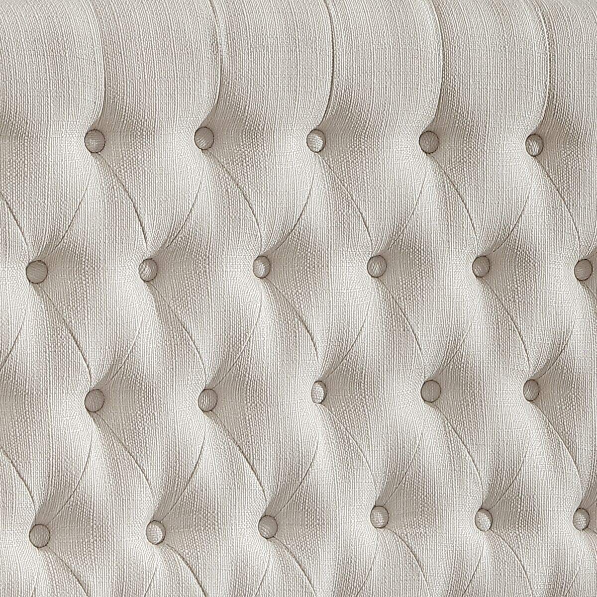 24KF Upholstered Tufted Button Linen Fabric Headboard,Comfortable Fashional Headboard King/CA King Size,Ivory