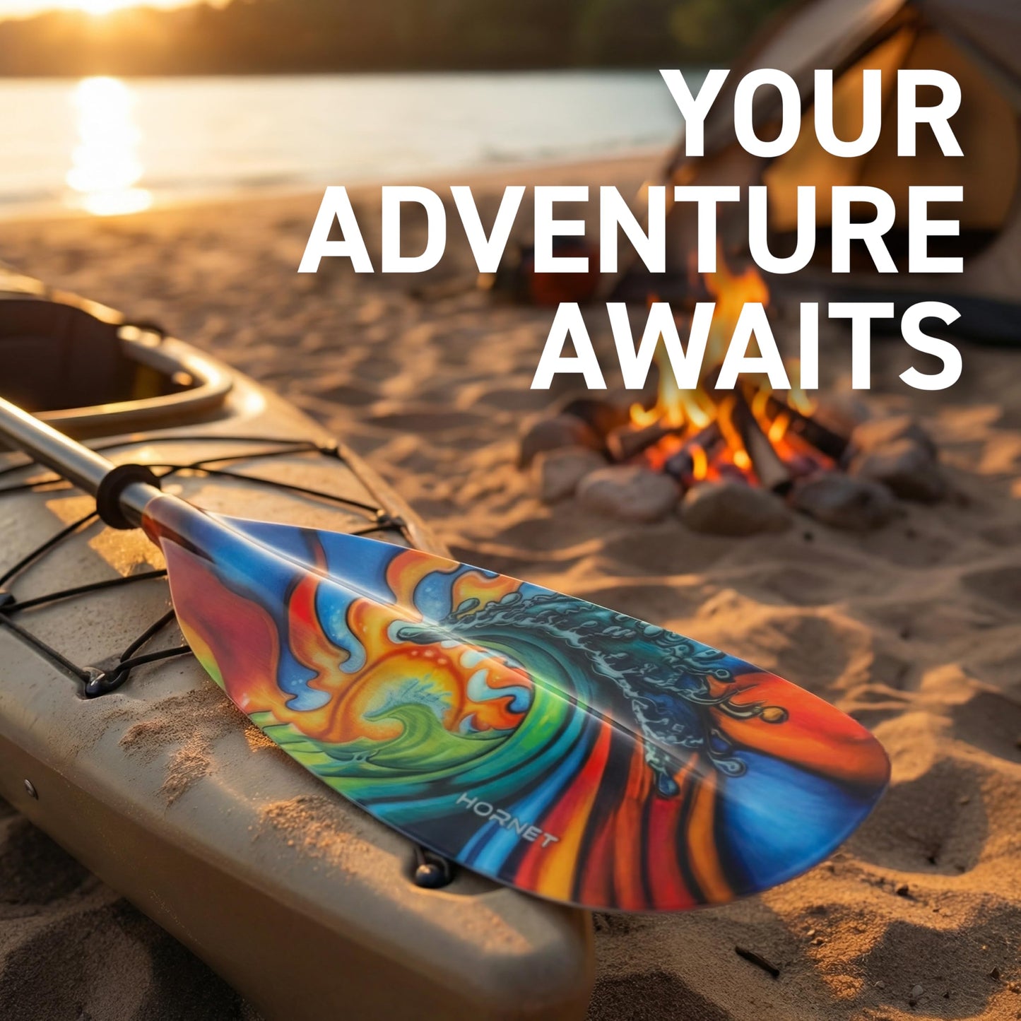 Hornet Watersports Waves Fiberglass Kayak Paddle for Adults- Ideal for Touring, Fishing and Boating- 90.5 inches / 230CM Adjustable with Carbon Fiber Shaft- Kayak Oars Kayaking Equipment