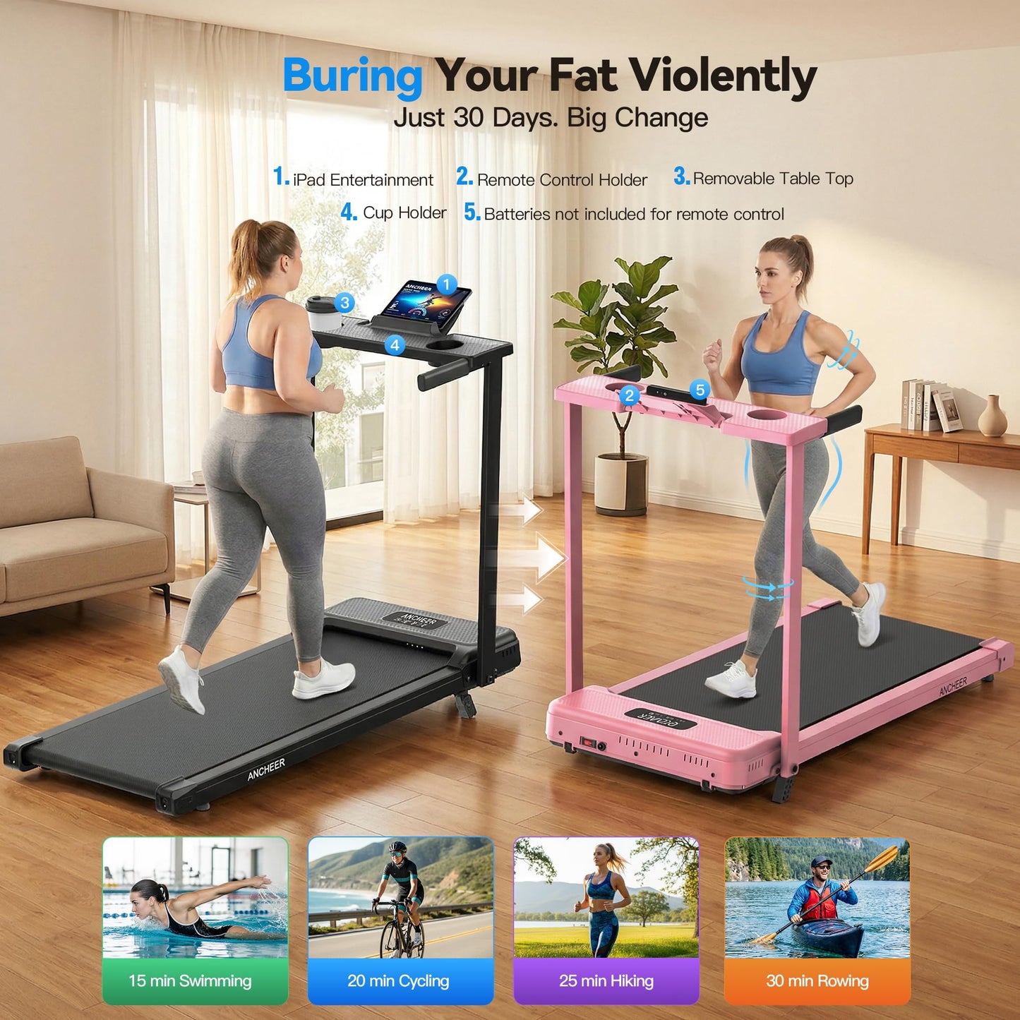 FUNMILY Incline Walking Pad Treadmill with Handle Bar, Folding Treadmills for Home Small, 3.5HP Portable Treadmill with Desk, 350 lbs Weight Capacity, Walking Pad with Remote Control and LED Display