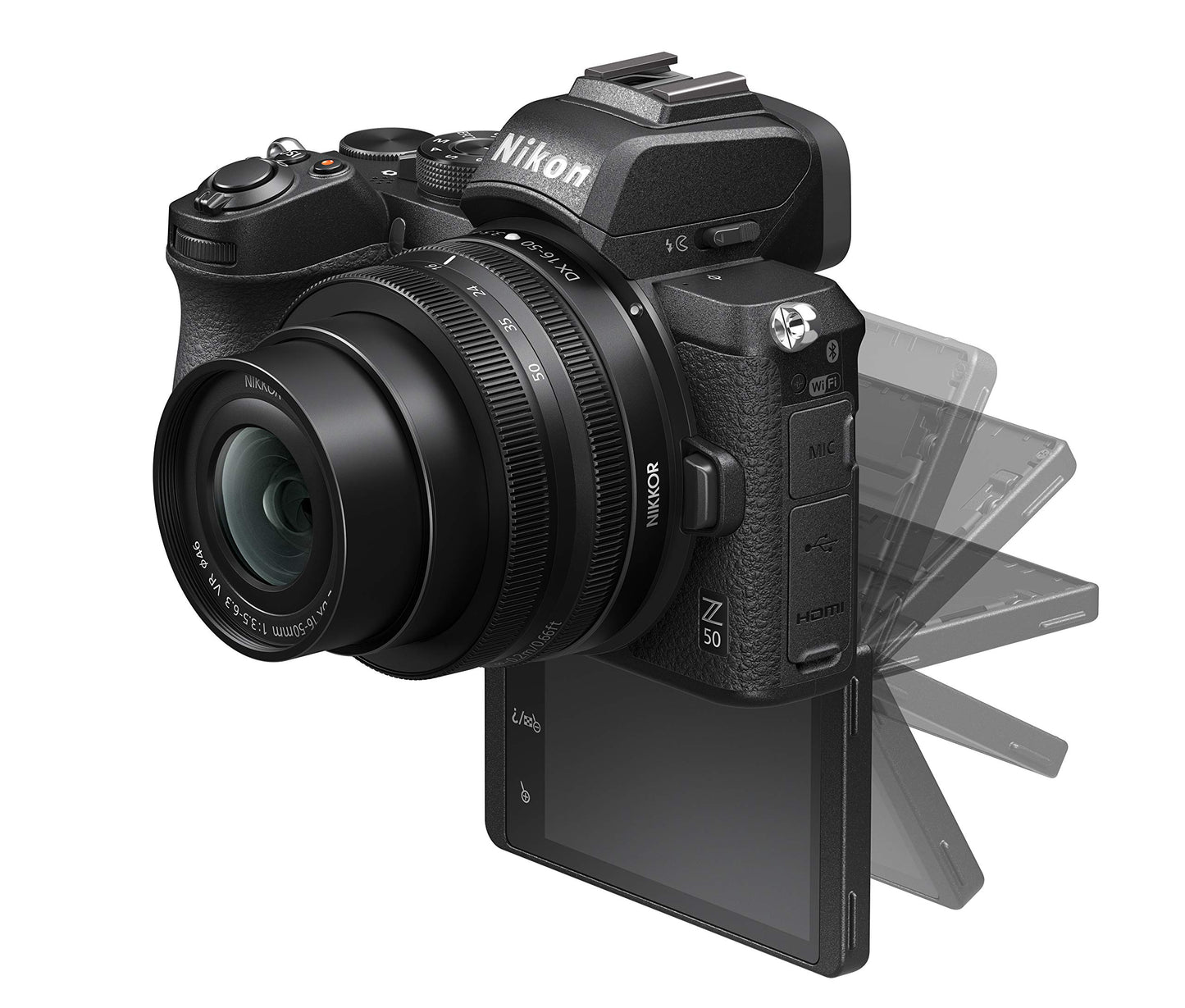 Nikon Z50 + Z DX 16-50mm Mirrorless Camera Kit (209-point Hybrid AF, High Speed Image Processing, 4K UHD Movies, High Resolution LCD Monitor) VOA050K001