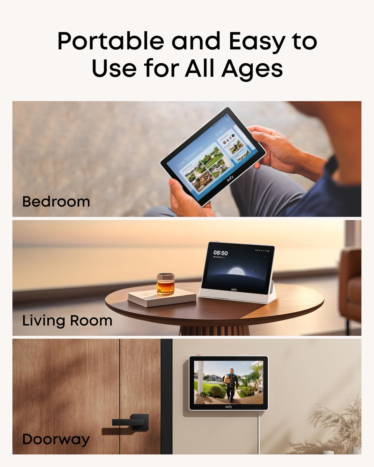 eufy Security eufy Smart Display E10, Smart Home Hub, 8" Control Panel, Compatible Devices, Four Views on One Screen, Instant Door Alerts, Daily Event Reports, One Tap Control, 64GB EMMC