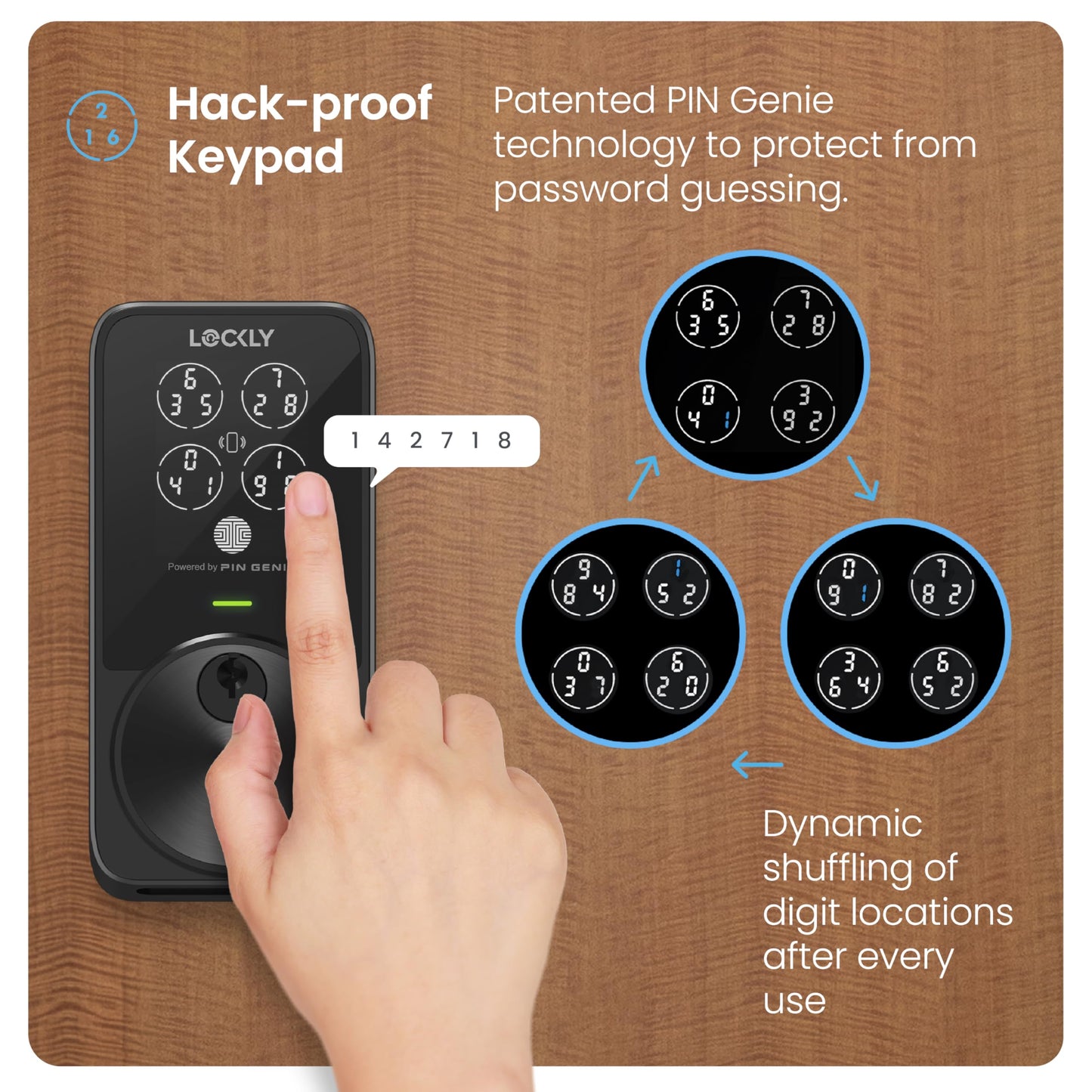 Lockly PIN Genie Pro Zeno Series Smart Lock, Keyless Entry Door Lock with Apple Home Key, Built-in Wi-Fi Keypad Deadbolt Locks for Front Door, App Remote Control, IP65 Weatherproof