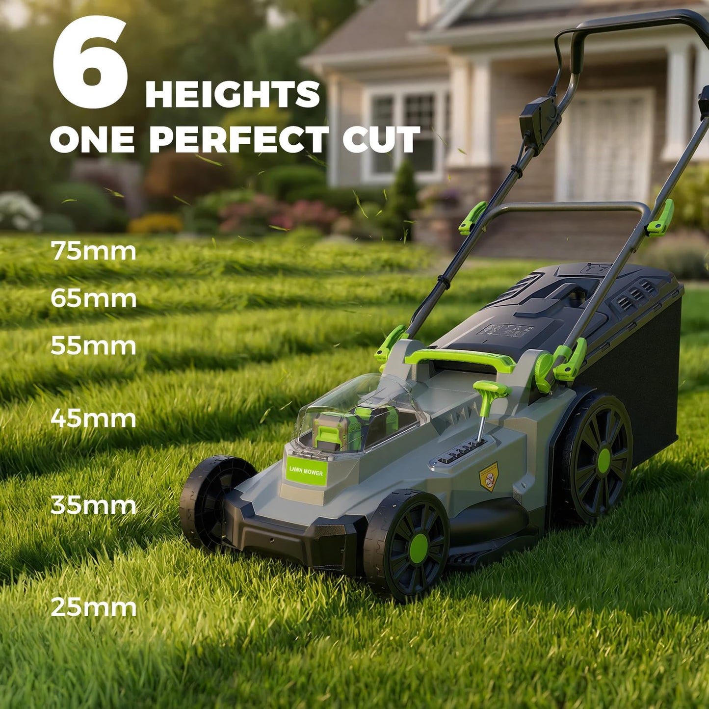 40V Cordless Lawn Mower, 17 Inch Electric Battery Powered Lawn Mower with 2x4.0Ah Batteries, 6 Height Adjustment, 50L Grass Bag, 1200W Brushless Motor, 40min Runtime for 500㎡ Yard