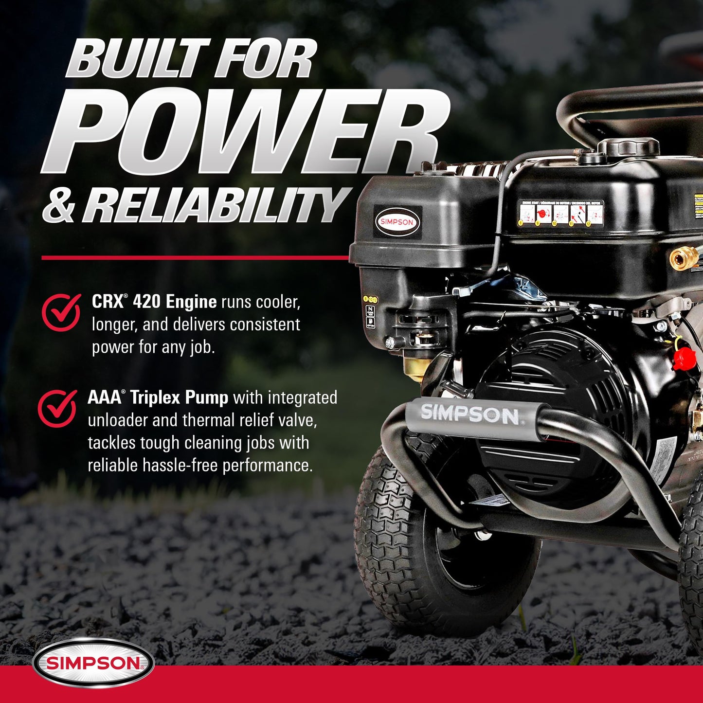 Simpson 4400 PSI Gas Pressure Washer, 4.0 GPM Commercial Power Washer, Cold Water, 50' Hose, PowerShot, 49-State Compliant (PS60843) - Black