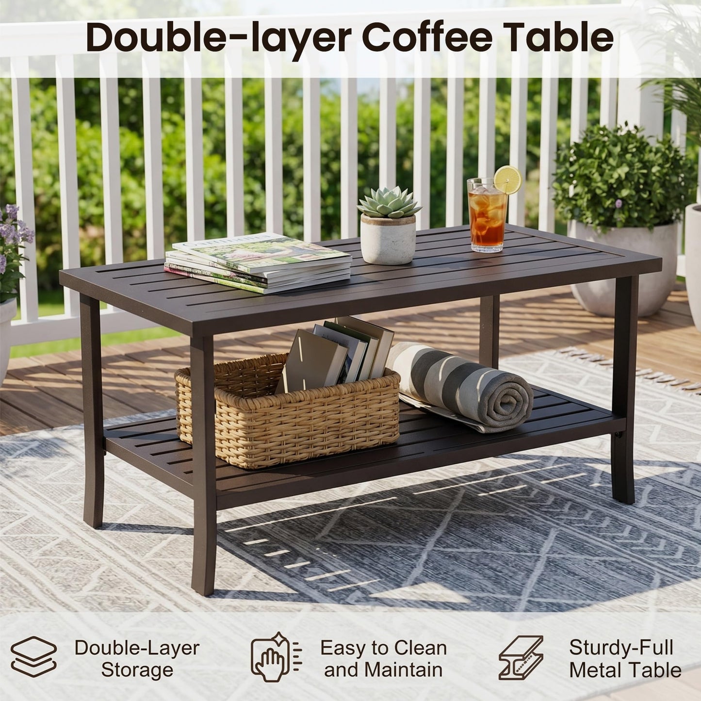 RoyalCraft 7-Pieces Outdoor Patio Furniture Set, Outdoor Metal Sectional Furniture with Cushions, Outdoor Conversation Seating Set with Coffee Table for Balcony, Backyard, Garden, Deck, Grey
