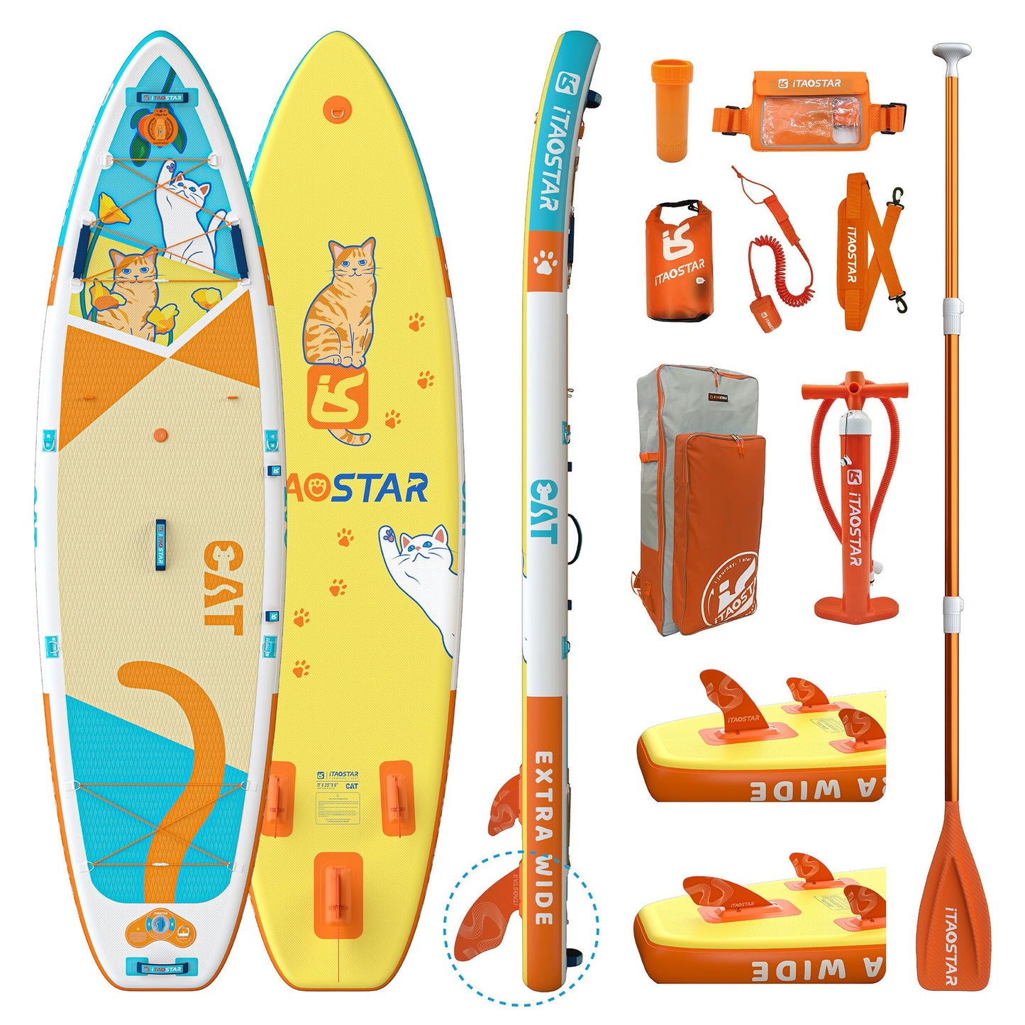 iTAOSTAR C01C Inflatable Stand Up Paddle Board with Premium SUP Board Accessories, Adj Paddle, Anti-Slip EVA Deck, 120L Travel Backpack w/Front Pocket | Blow Up Paddle Board for All Skill Levels