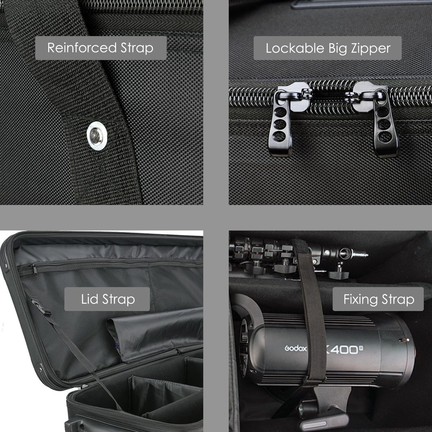 MagicLine Studio Equipment Trolley Case, Rolling Camera Bag, 39.4"x14.6"x13", 88 Lbs Load Capacity, Carrying Bag with Wheels for Tripods,Monopods,Light Stands,Flashes,Telescopes or Musical Instruments