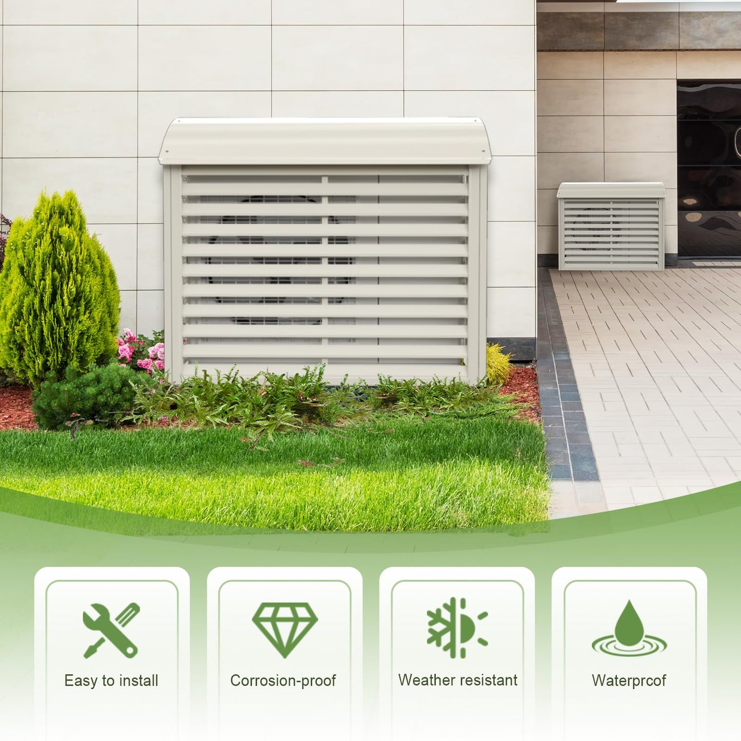 SLVUAFRN Mini Split Air Conditioner Cover, AC Cover for Outside Units, Outdoor Rain Snow Protection Sheet Noise Reduction, Fence to Hide Air Conditioner for Heat Pump Condenser Compressor