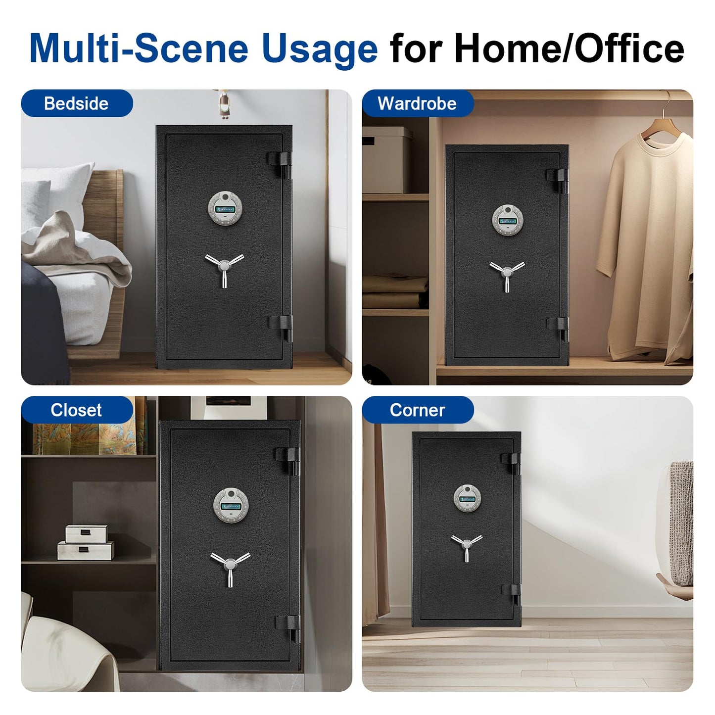 [Genuine Fireproof] 9.8 Cub Extra Large Biometric Waterproof Fireproof Safe for Home, [Dual Mode] 124 Lbs Heavy Duty Fire Proof Safe for Document Business Office