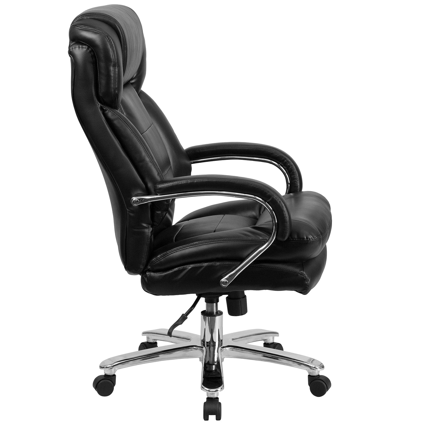 Flash Furniture Hercules Series LeatherSoft Swivel Office Chair with Loop Arms, Ergonomic High-Back Executive Chair with Padded Seat and Arms, Black