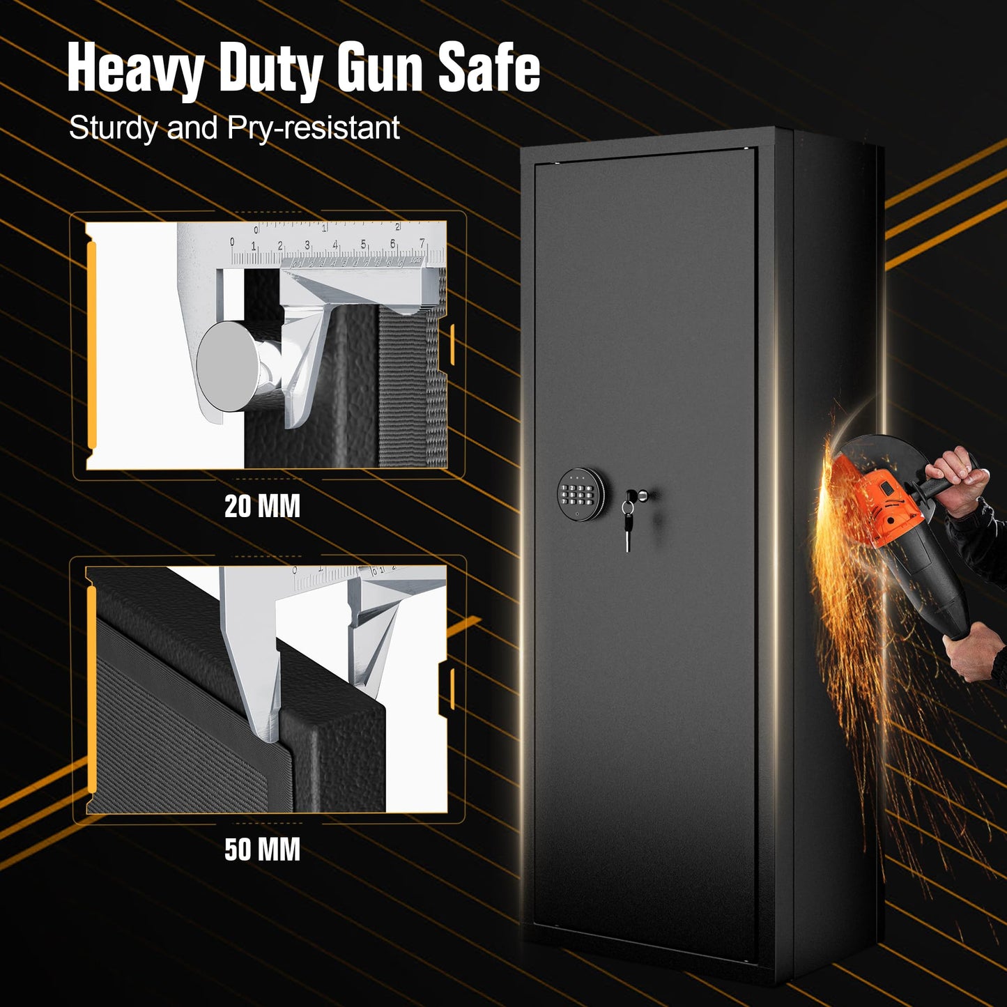 INTERGREAT 12-15 Gun Safe, Large Gun Safe for Rifles and Pistols, Quick Access Rifle Safe with 3 Removable Gun Racks and 4 Pistol Pockets, Digital Gun Cabinet with Dual Alarm and Mute Mode