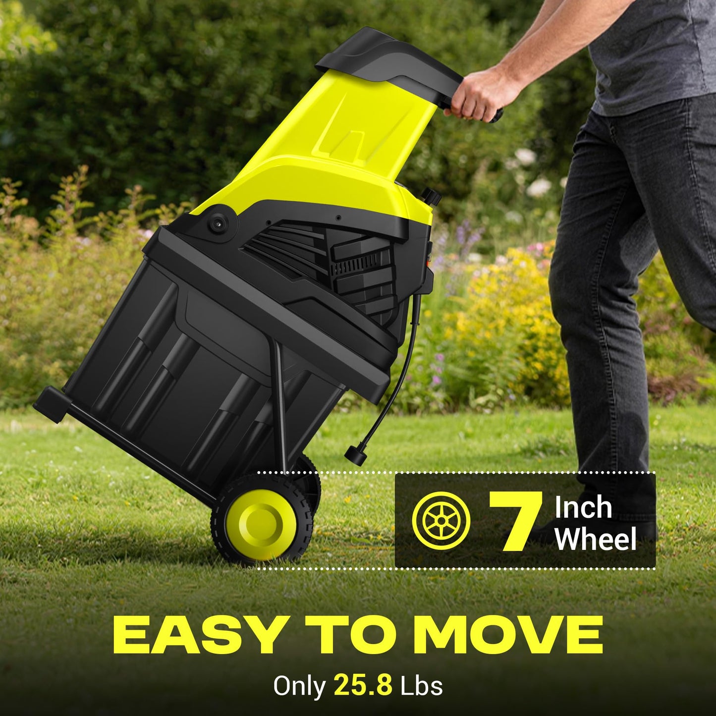 SILVEL Wood Chipper Shredder, 1800W Cutting Diameter of 1.77 inch with 10 Gallon Large Collection Bin, 15-Amp Electric Wood Chipper Shredder for Fast Cleanup, Ideal for Branches, Garden Cleaning,Green