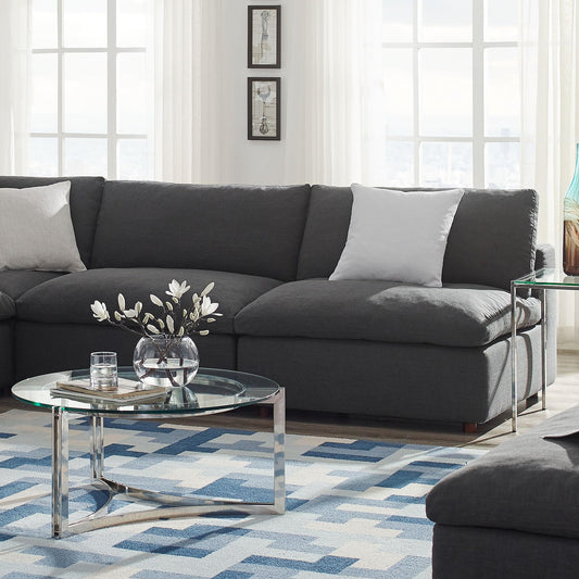 Modway Commix Upholstered Modular Armless Loveseat - Down-Filled Overstuffed Sectional Sofa - 2 Seater Couch - Armless Chairs Set for Contemporary Living Rooms