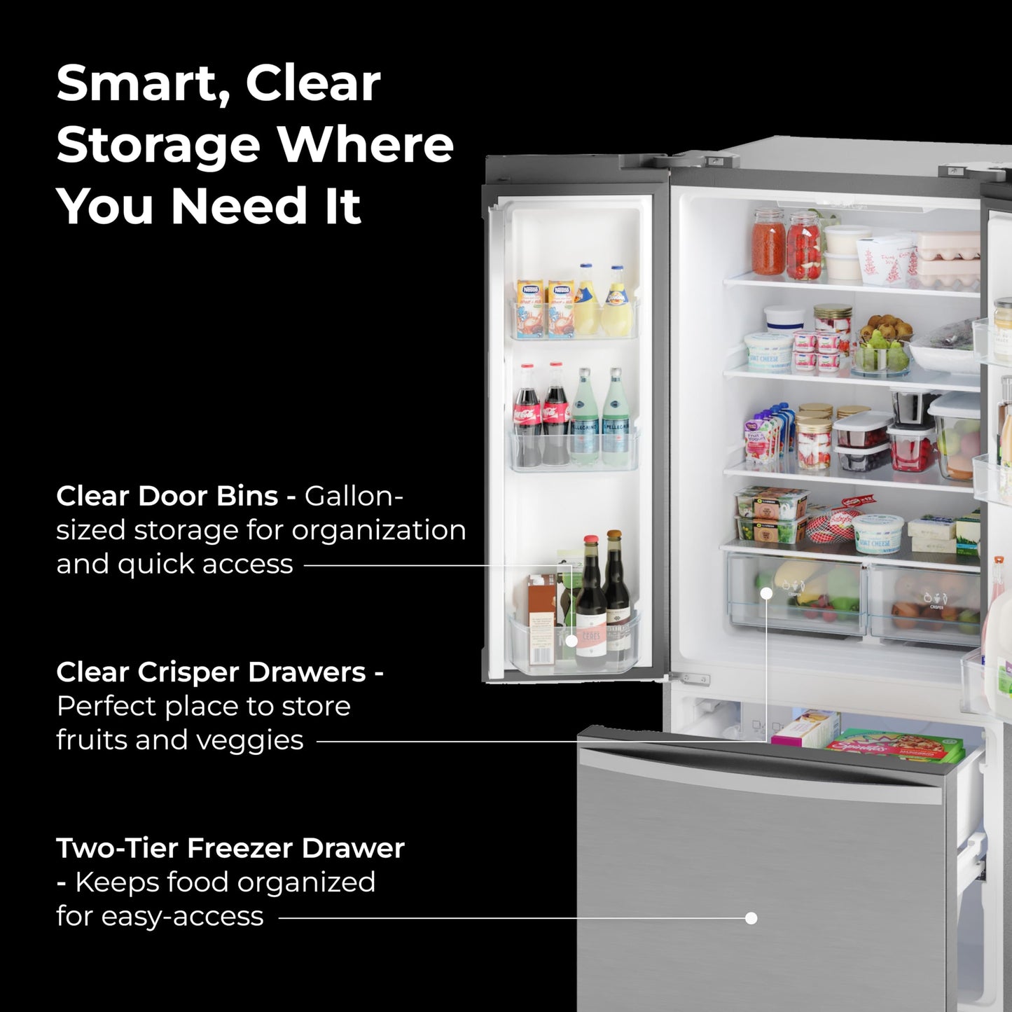 Kenmore 4675525 30' French Door Refrigerator with Freezer - Accela Chill, Ice Maker, Adjustable Glass Shelves, ENERGY STAR Certified, 17.5 cu. ft. Capacity - Fingerprint Resistant Stainless Steel