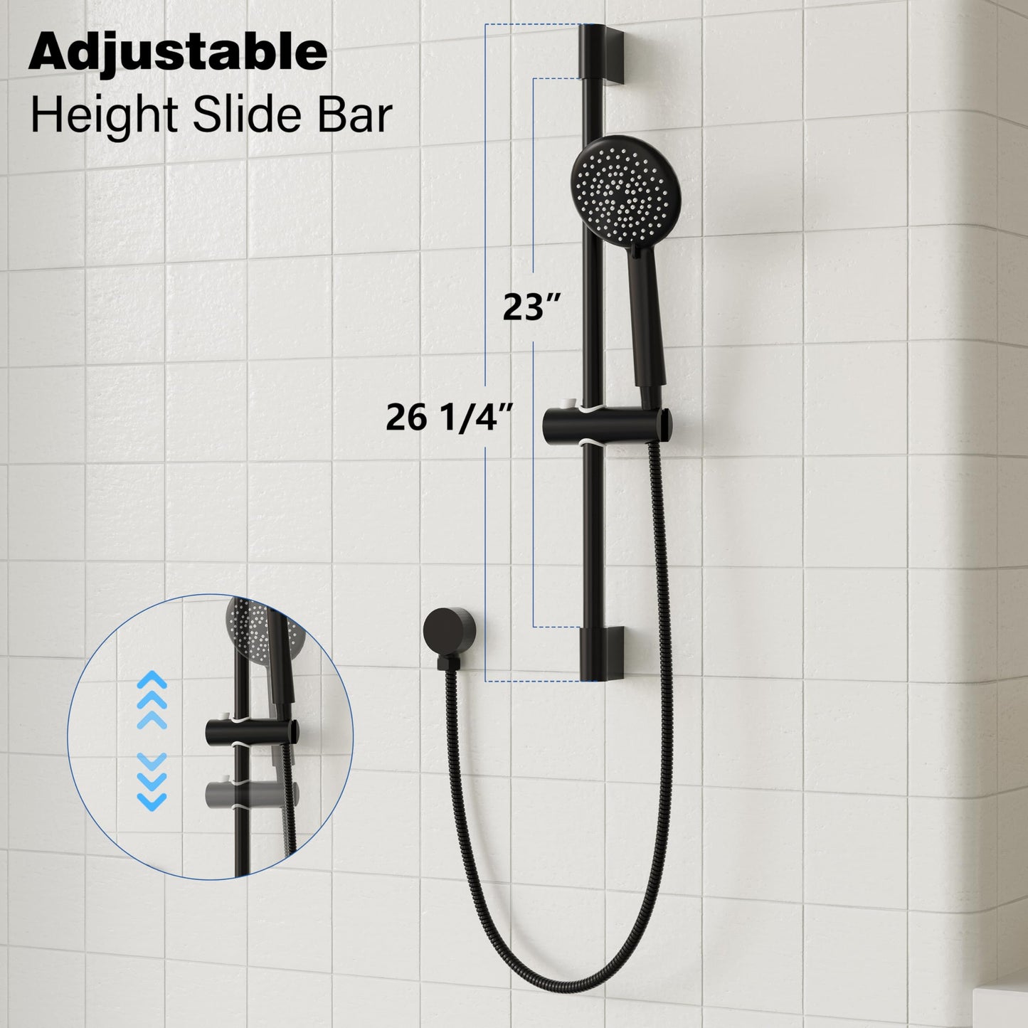 Gabrylly Shower System, High Pressure 12" Rain Shower Head with Handheld Shower,Wall Mounted Slide Bar Shower Faucet Set Complete, Shower Combo Set with Shower Valve,Matte Black