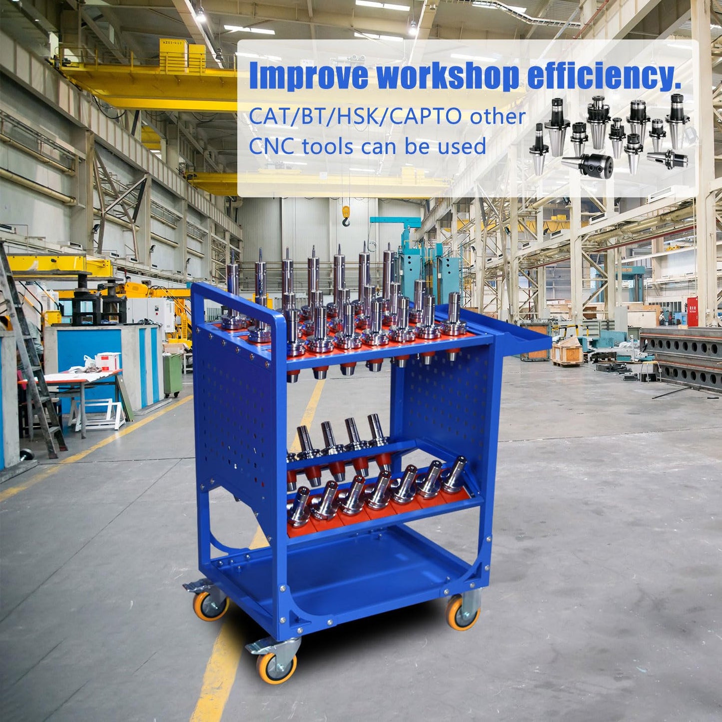 GNTOPHN CAT/BT40 CNC Tool Holder Transfer Cart with Wheels, CNC Tool Rolling Cart, CNC Trolley is Suitable for Warehouses Storehouse Factory Garage