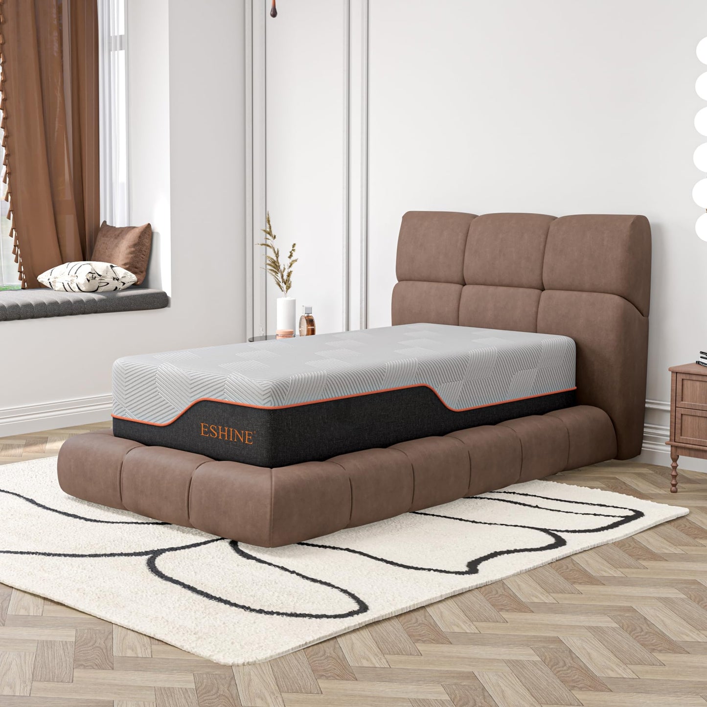 ESHINE 3000 Series Adjustable Bed with 14 inch Ultra-Plush Black Mattress - Twin XL
