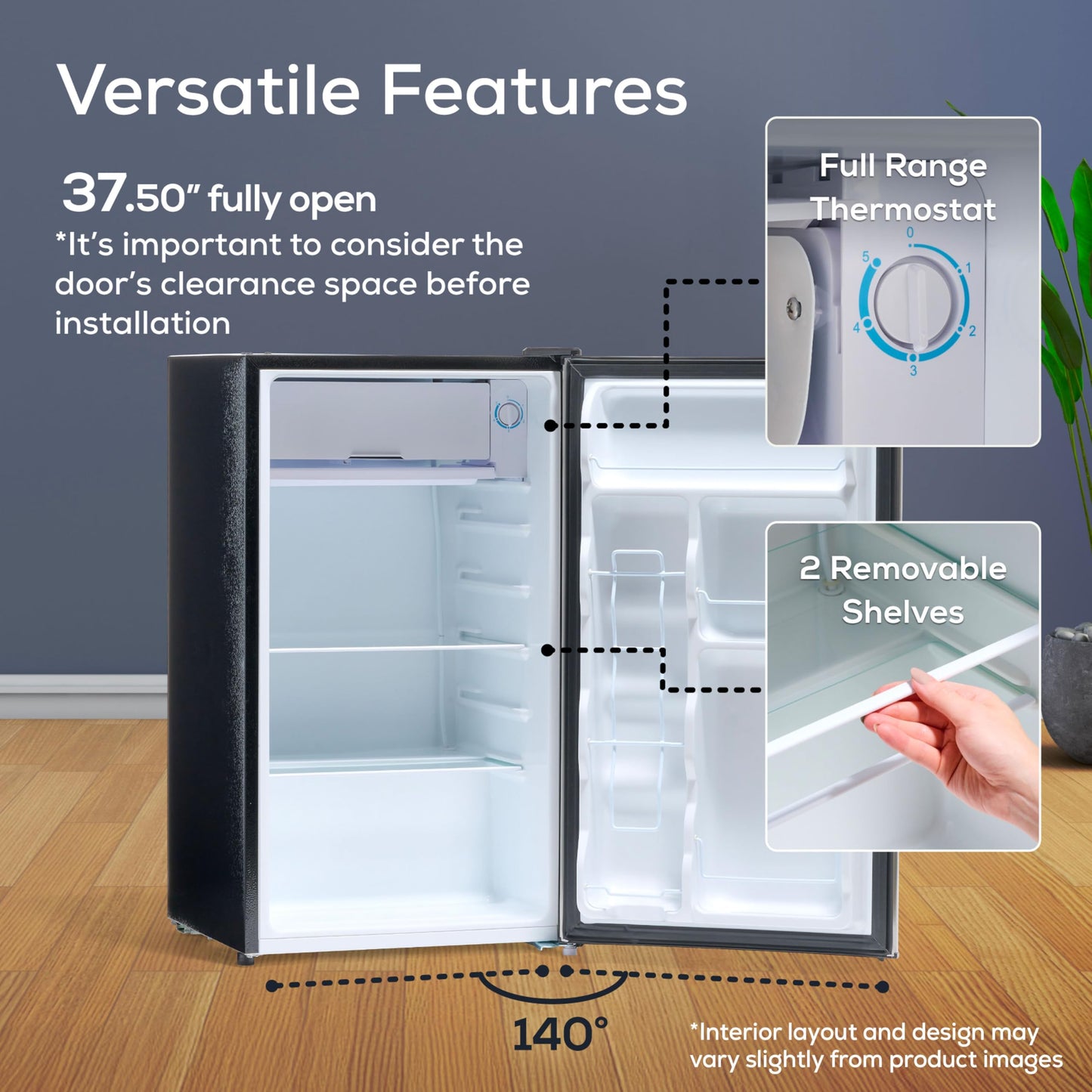 Igloo 3.2 Cu.Ft. Mini Fridge with Freezer - Single Door Compact Refrigerator with Glass Shelves for Homes, Dorms & Offices- Keep Snacks, Drinks & Frozen Foods Cool with Temperature Control Mini Fridge