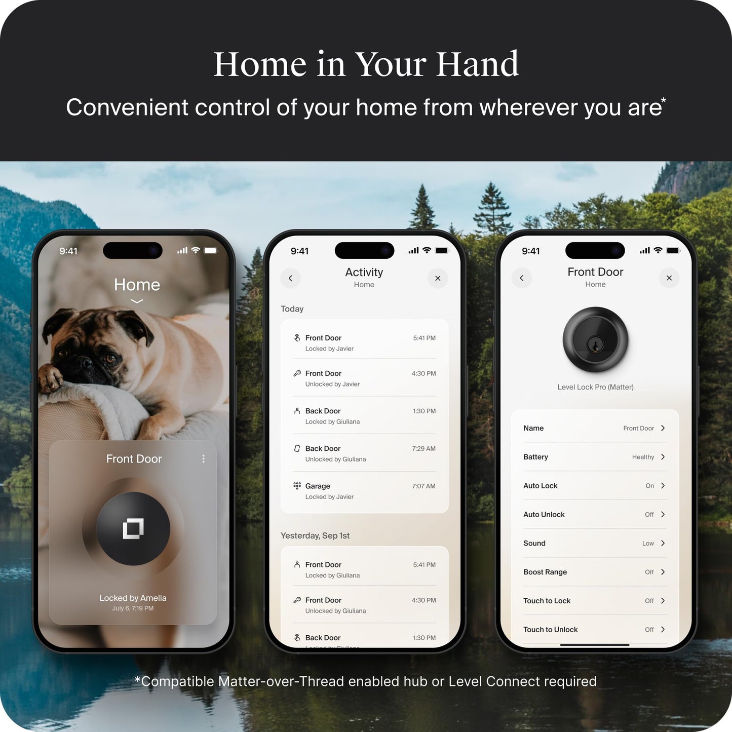 Level Lock Pro - World’s Smallest, Fastest, Innovative Smart Lock - Matter-Over-Thread Deadbolt Plus Apple Home Key - Keyless & Remote Access via Apple, Alexa, Google Home, SmartThings (Matte Black)