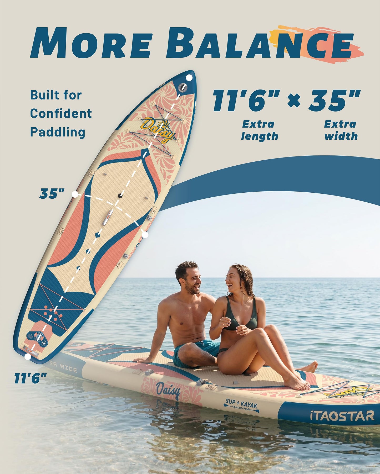 iTAOSTAR D03DP 35" Extra Wide Paddle Board for Better Balance, Inflatable Stand Up Paddle Board with Kayak Seat, Inflatable Paddle Boards for Adults of All Skill Levels with Premium SUP Accessories