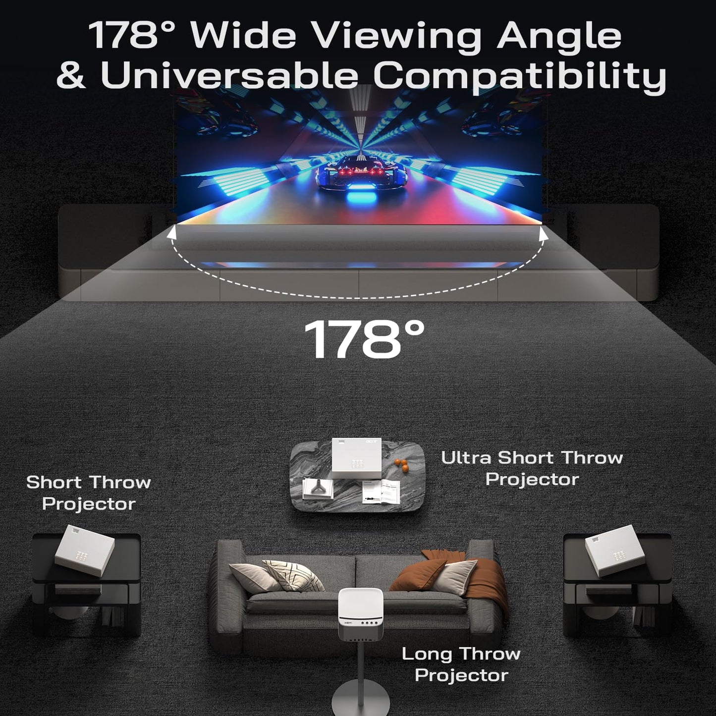 YODOLLA 72 inch Projector Screen Motorized Floor Rising 16:9 HD Retractable Electric Projector Screen 4K3D Automatic Pop Up Projection Screen with Remote Movie Screen for Indoor MeetingHomeTheater