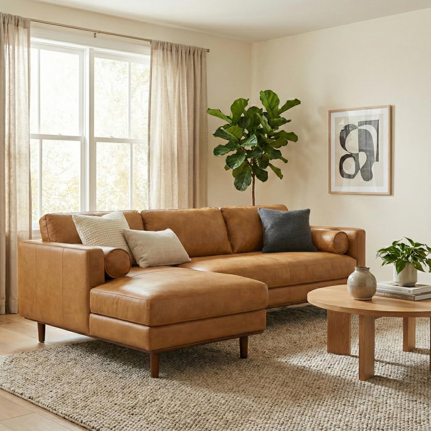 SIMPLIHOME Morrison Left Sectional Sofa in Full-Grain Genuine Leather, Sienna, 102-inches Wide, L-Shaped Leather Couch with Left Chaise for The Living Room and Family Room
