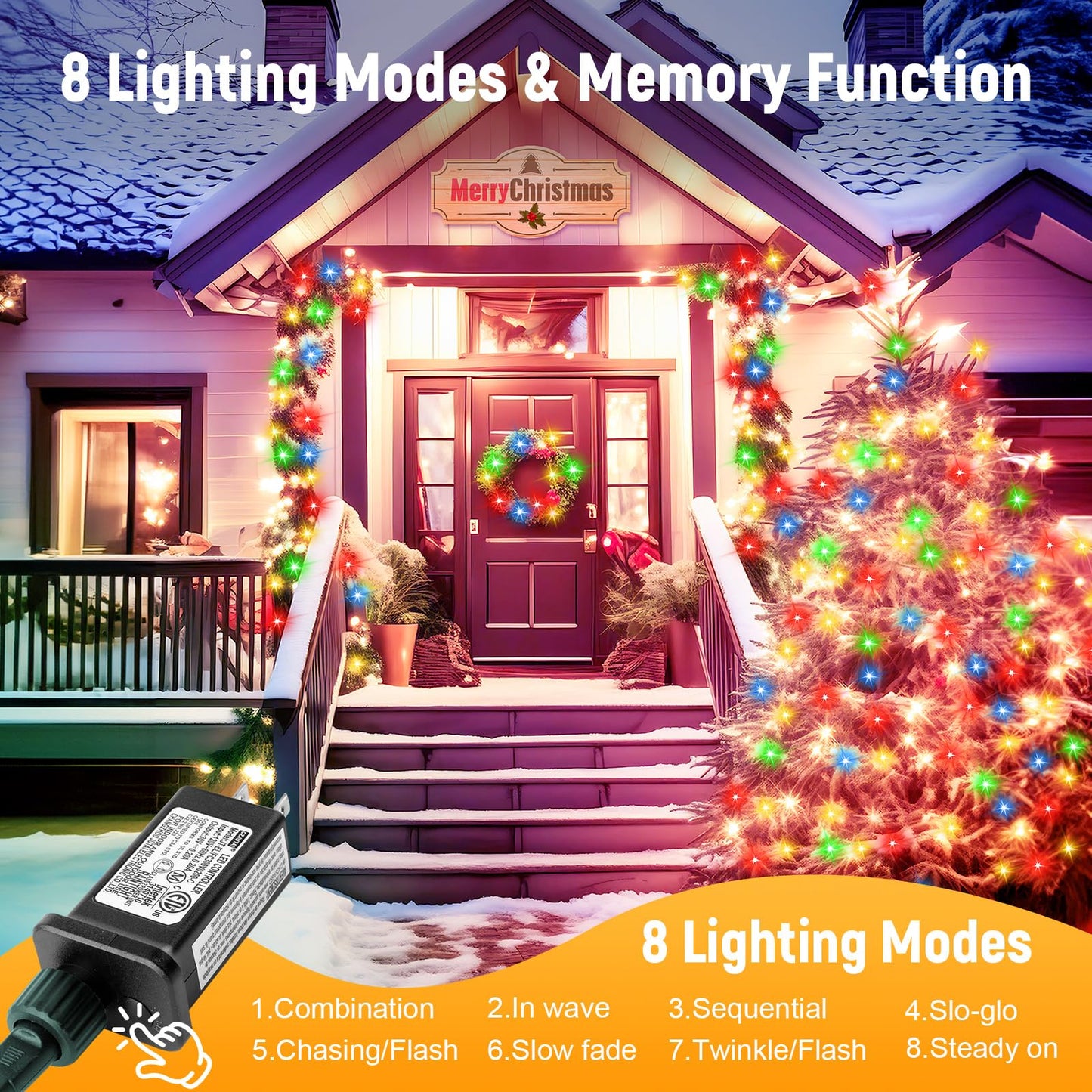 Minetom String Lights 1000 LED 328 Ft Multicolor Waterproof with Remote, 8 Modes, Green Wire