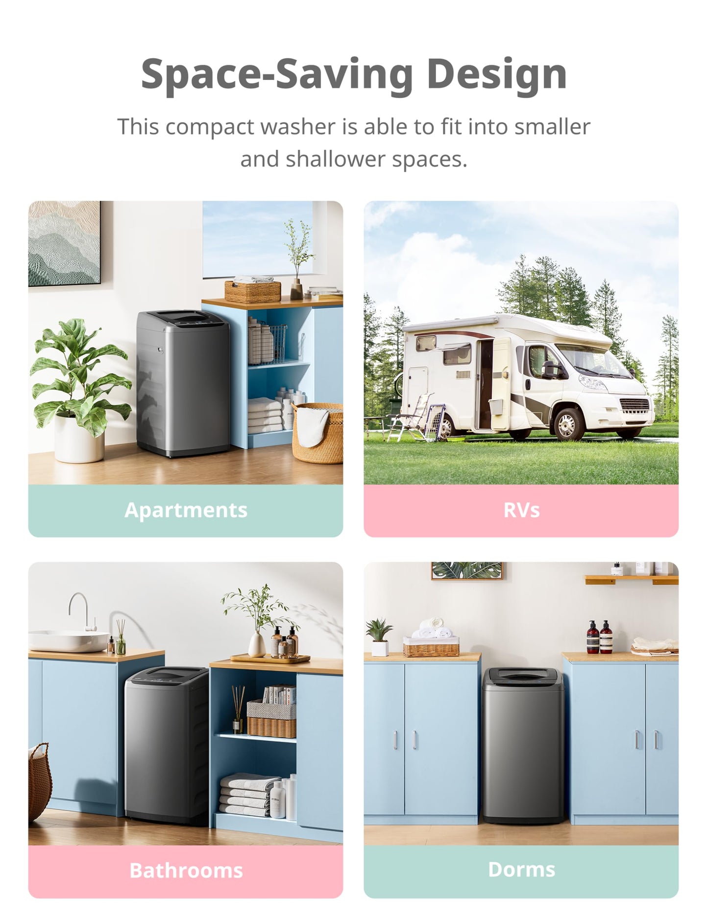 COMFEE' Portable Washing Machine, 0.9 cu.ft Compact Washer With LED Display, 5 Wash Cycles, 2 Built-in Rollers, Space Saving Full-Automatic Washer