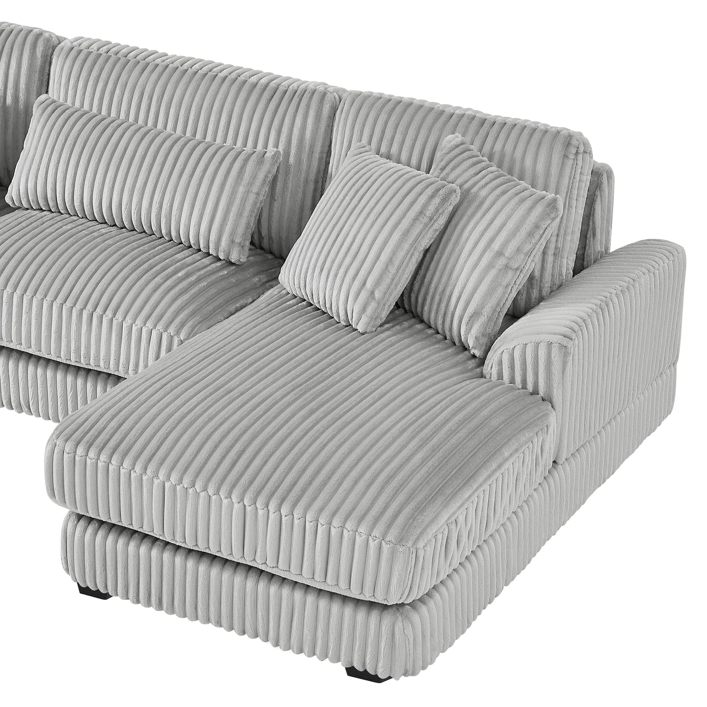 ERYE 129-Inch U-Shaped Sectional Sofa Couch W/Right Facing Chaise Lounge,Oversized Corduroy Upholstered Corner Modular Sofa Couch with 7 Toss Pillows for Living Room Sets