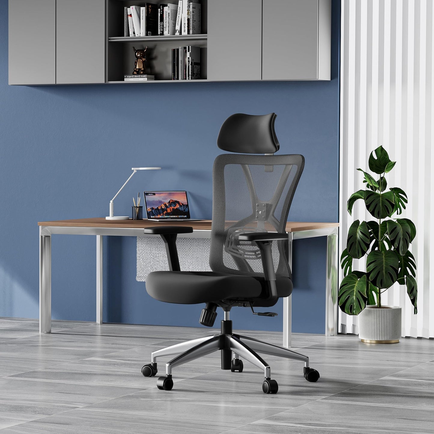 Ticova Ergonomic Office Chair - High Back Desk Chair with Adjustable Lumbar Support, Headrest & 3D Armrest - 130°Rocking Mesh Computer Chair