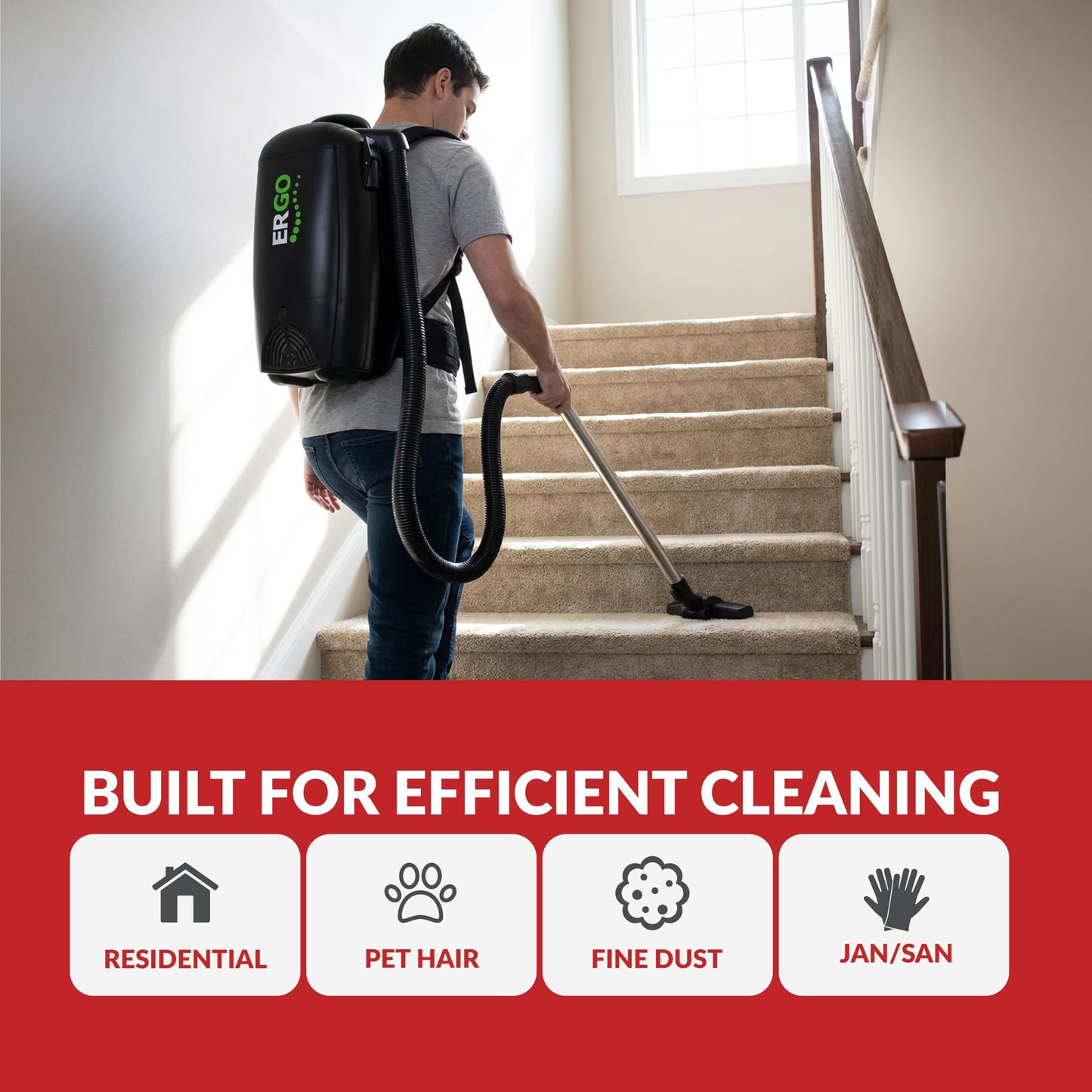 Atrix Ergo Backpack Canister Vacuum, Portable Cleaner with Attachments for Professional and Residential Use, VACBP10 Premium Bundle
