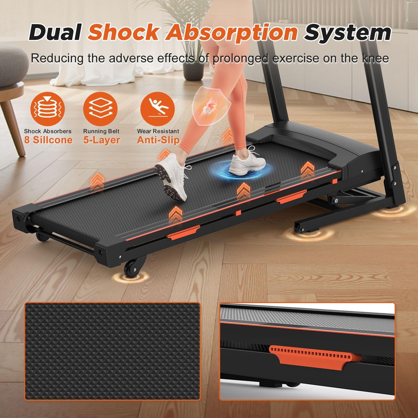 Walking Pad Treadmill with Incline and Handle Bar, 15% Auto Incline Treadmill with APP, 3.25HP Brushless Motor, Folding Electric Treadmill for Home, 0.5-8.5 MPH, Large LED Display