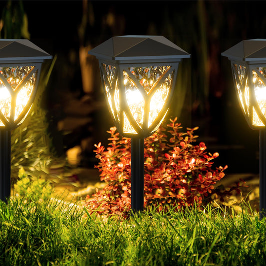 Ensenior Solar Garden Lights - 3000K LED, Waterproof, Black, 6-Pack, Model CP1-9CM-30K-06-BL-ZY-M02