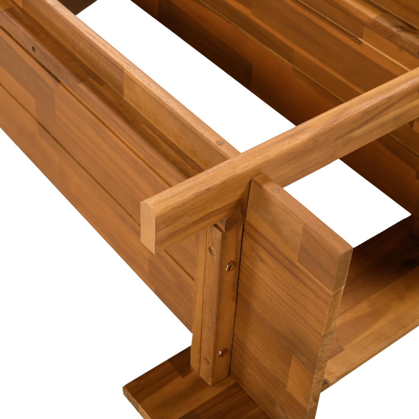 Merax 4 Shelf Bookcase H-70 L-53 Acacia Wood Open Bookshelf Teak Finish