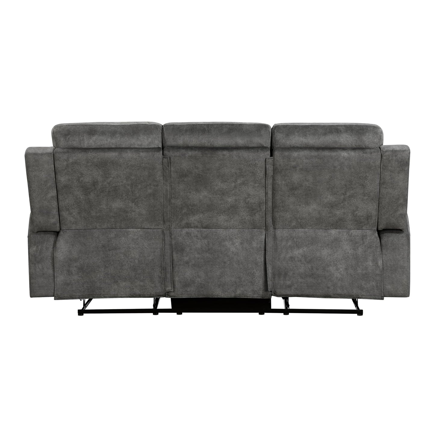Lexicon Recliner Sofa for Living Room, Double Recliner RV Couch, Manual Wall Hugger Recliner Home Theater Seating Microfiber Reclining Sofa, 80''W Sofa, Brownish Grey