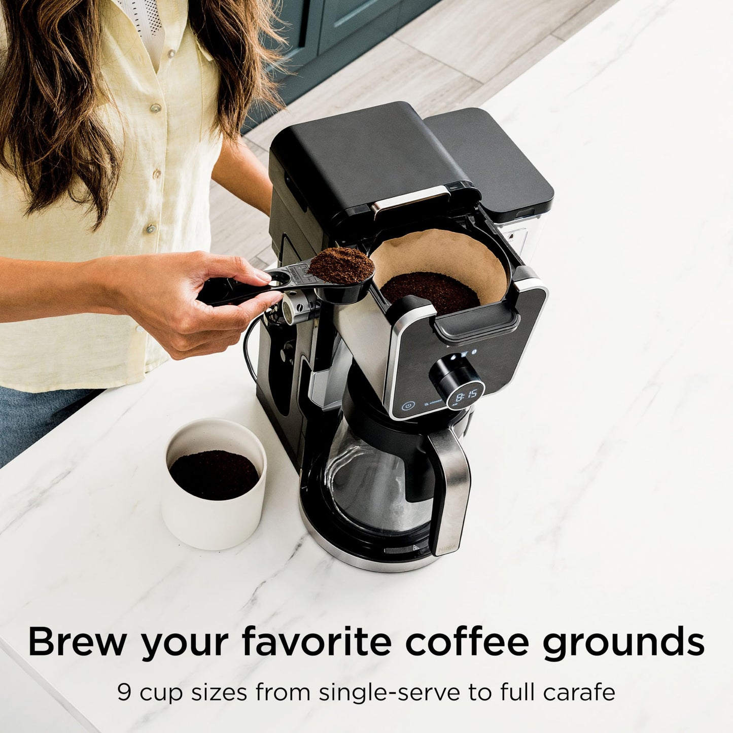 Ninja Specialty Drip Coffee Maker | DualBrew™ Pro Specialty Coffee Machine w/ Frother, Paper Filter | Brew with Pods & Grounds, K Cups Compatible | 4 Brew Styles, 13 Cup to Pot Sizes | Black, CFP301