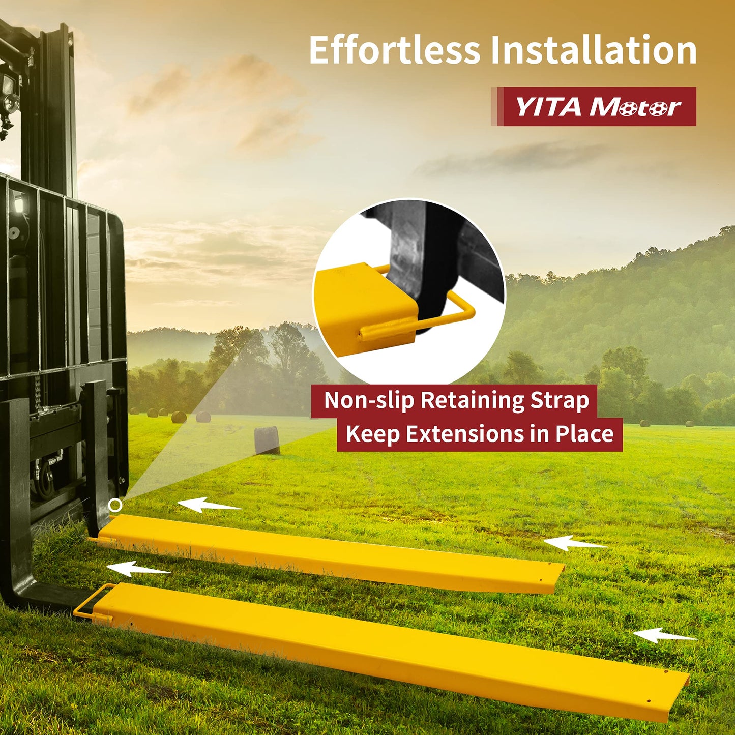 YITAMOTOR Forklift Extensions 92 Inch Length & 4.5 Inch Width, Heavy Duty Steel Fork Extender Reach, 1 Pair Pallet Fork Extension for Forklift Truck, Yellow (92"x4.5")