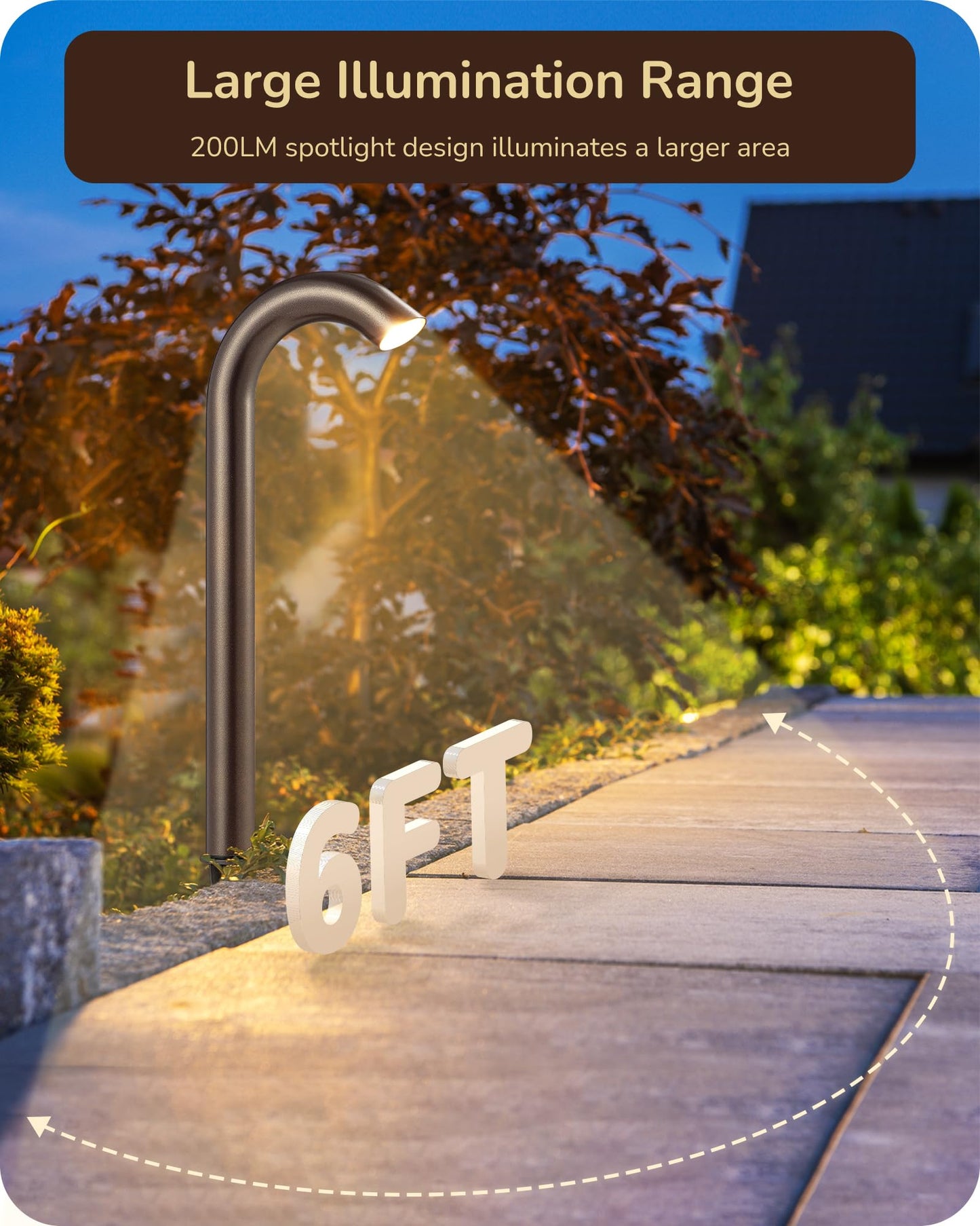 EDISHINE Low Voltage Landscape Lighting, 3W 3000K 200LM, IP65 Aluminum Path Light, Bronze, Model HGSL39B
