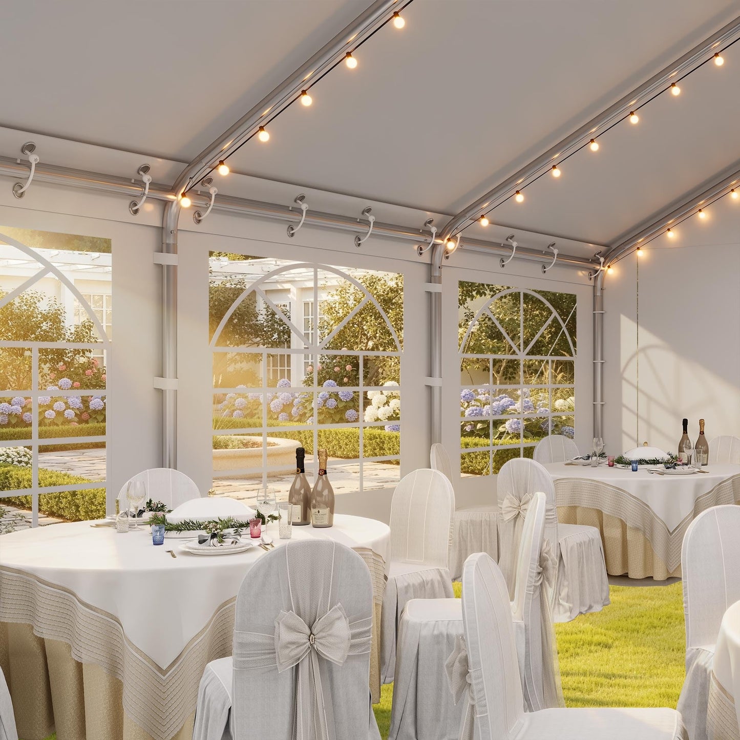 DWVO 16x32ft Party Tent Outdoor Heavy Duty Wedding Event Shelters Galvanized Canopy with Upgraded Large Roof, 2Storage Bags, Removable PVC Sidewalls, White