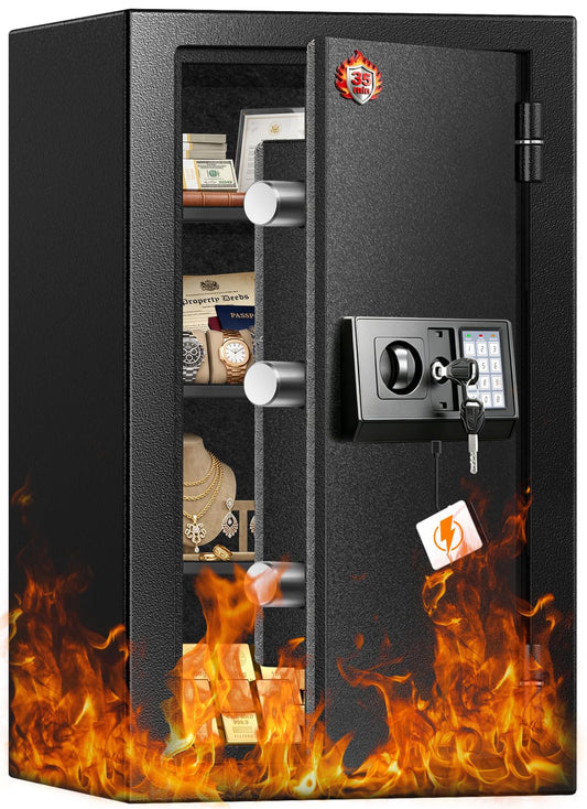 [𝟐𝟎𝟐𝟔] 𝟑𝟓𝐌𝐢𝐧 𝟏𝟕𝟎𝟎°𝐅 Fire Proof Safe for Home Documents, 4.5 Cuft Fireproof Safe for Home, Home Safes With Removable Shelf, 𝟒𝟒𝐋𝐛𝐬 Heavy Duty Safes with Anti-theft for Home, Office