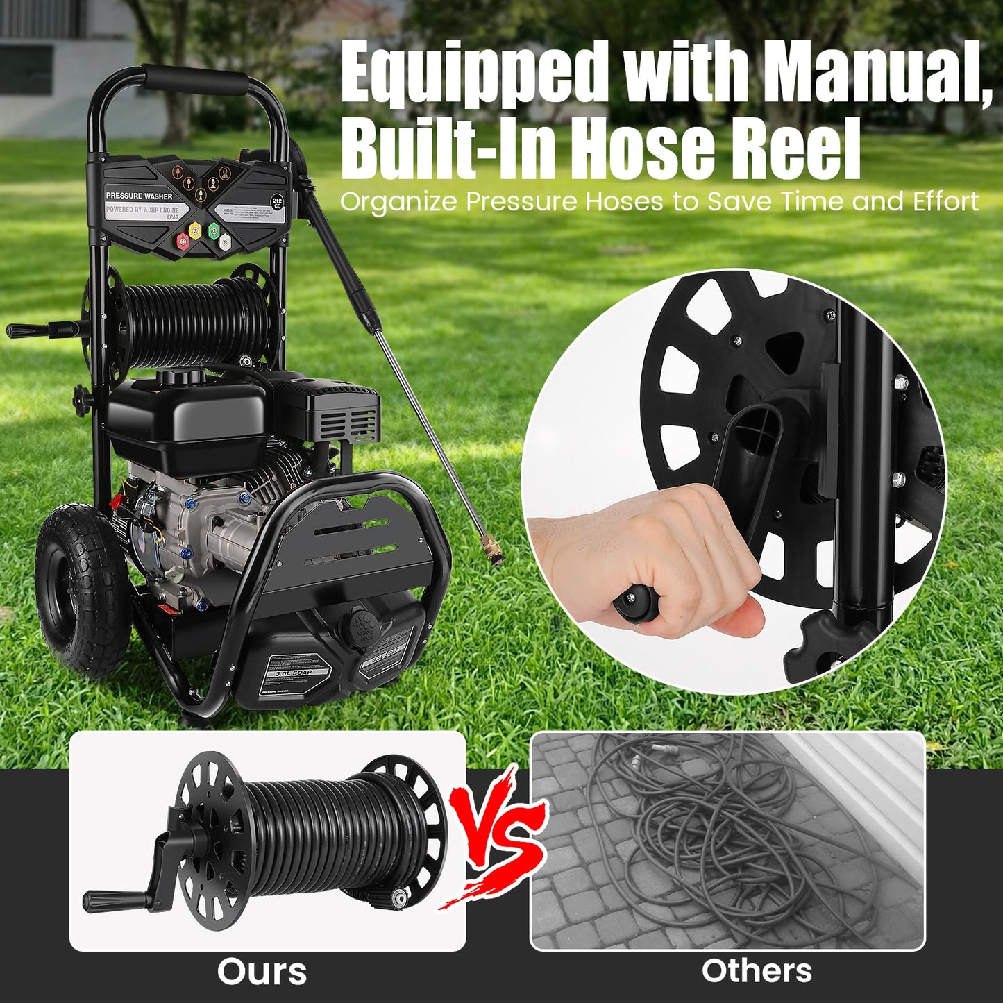 4200PSI Gas Pressure Washer 4.0GPM Gas Power Washer 212CC Gas Powered Washing Machine Commercial High Pressure Washer with 32ft Hose&5 Nozzles